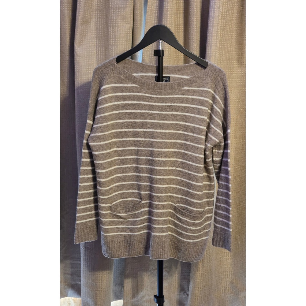 Abercrombie & Fitch Beige White Striped Long Sleeve Sweater Women's Size Medium